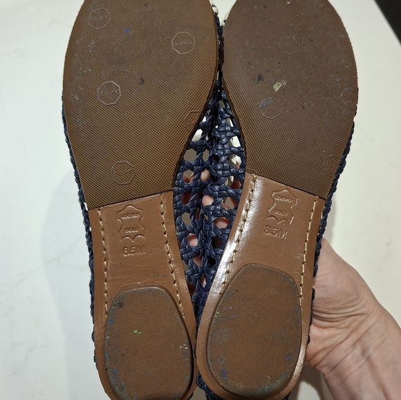 NWOT Tory Burch Women's Navy & White Ballet Flats - Carlyle Woven (Size US 6.5) - Picture 6 of 7